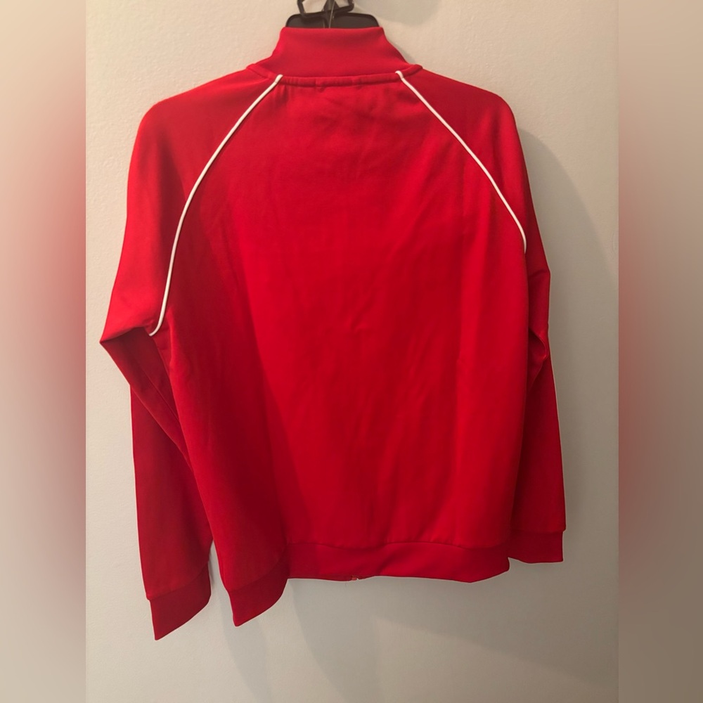 Adidas Bold Red Jacket with White Accents - Picture 2 of 4